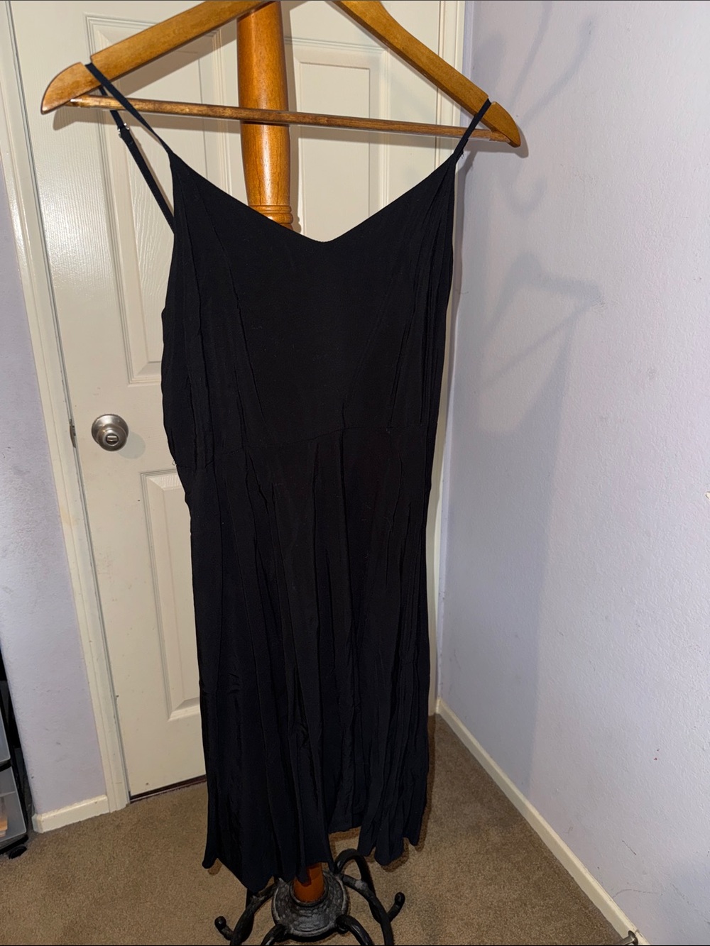 GAP Black Midi Slip Dress with Thin Straps